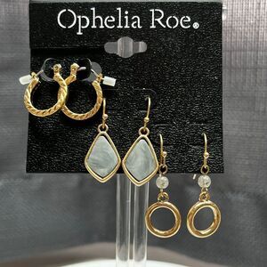 3-Piece Earring Set by Ophelia Roe – Gold-Tone & Mixed Styles NWT